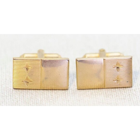 Vintage Geometric Rectangular Cuff Links - H1 - Picture 2 of 3
